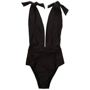 Aerie Deep V Plunge One Piece Swimsuit with Shoulder Ties